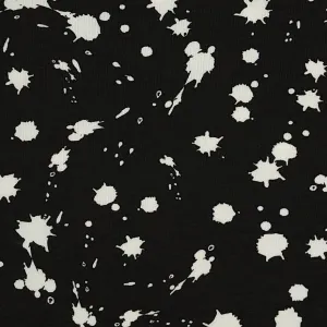 Cotton Knit Fabric With Black and White Paint Splatter, Ideal for Children's Apparel, European Quality, 4 Way Stretch - Sold by the 1/2 yard